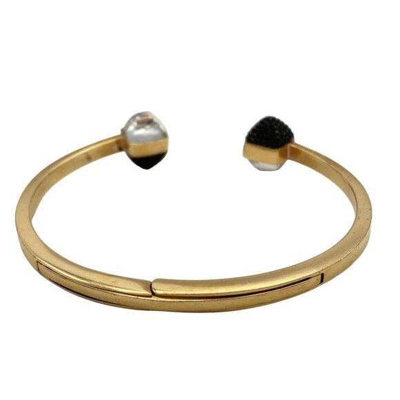 Auth SWAROVSKI - Gold Clear Black Hardware Swarovski Crystal Bangle - Picture 4 of 5